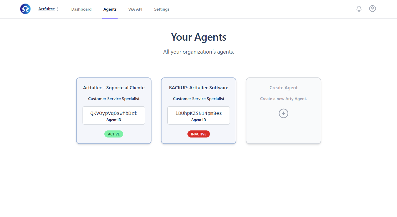 Arty Agents Dashboard